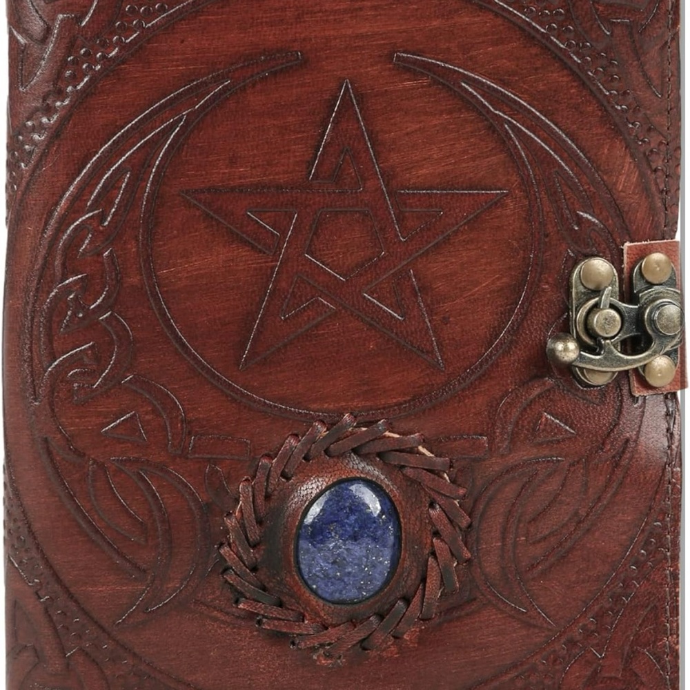 Brown Leather Journal with Blue Stone